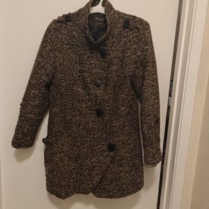 Chic Brown Tweed Pea Coat